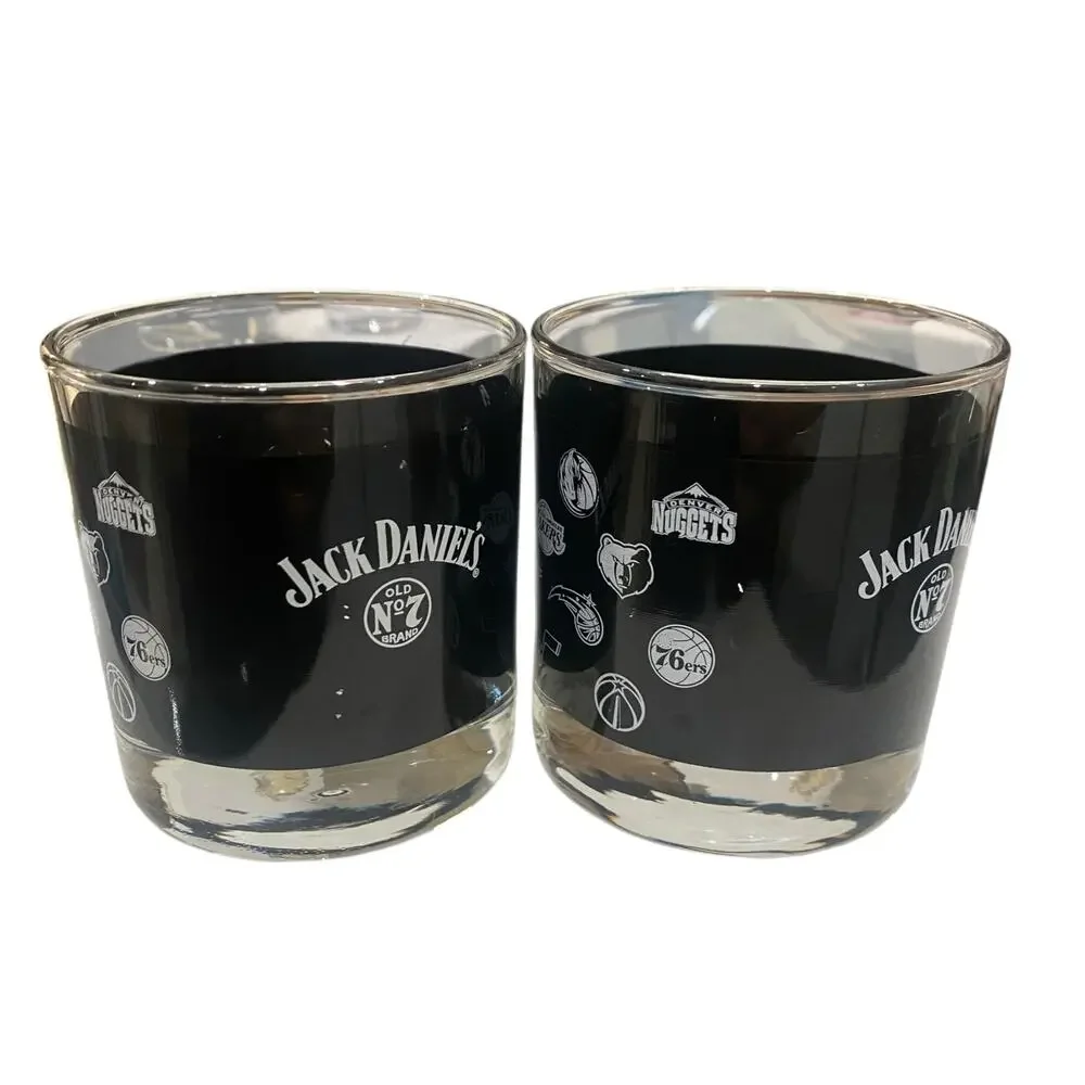 Set of 3 Jack Daniels NBA Lowball Glasses Bourbon Whiskey Rocks Limited Edition